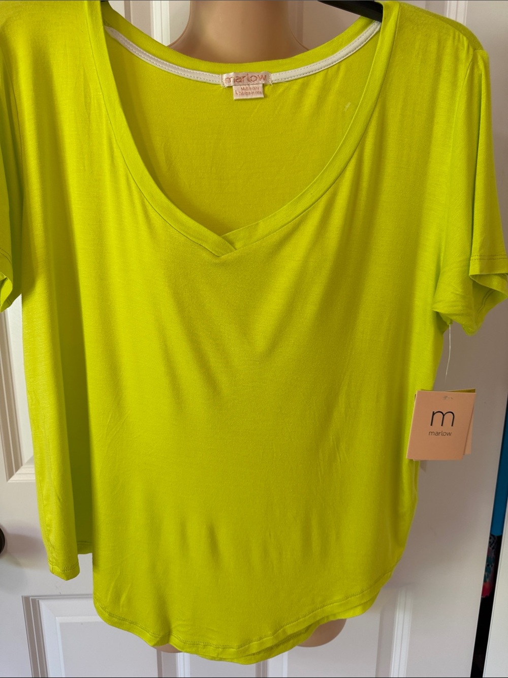 Marlow Neon Lime V-Neck Short Sleeve Tee